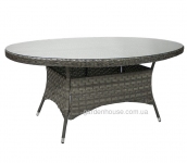 Обеденный овальный стол Geneva из искусственного ротанга, серый