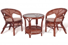Комплект мебели для террасы: столик и два кресла из натурального ротанга 