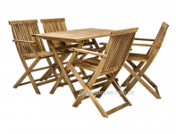 Столовый комплект садовой мебели Finlay из акации: стол и 4 стула с подлокотниками