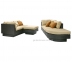 Большой модульный диван Stella из искусственного ротанга (коричневый, белый) 3