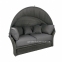 Круглый раскладной диван Muse из искусственного ротанга с навесом, серый 1