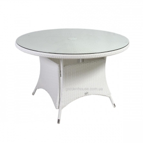 Круглый обеденный стол Викер из искусственного ротанга Ø 123 см, белый