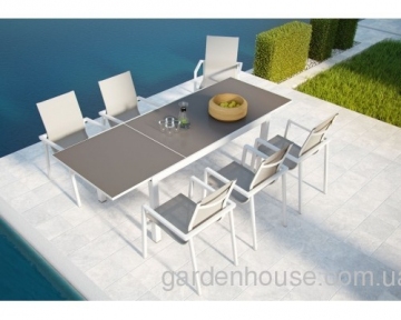 Обеденный комплект мебели: стол Toledo и 6 стульев Alicante из алюминия 
