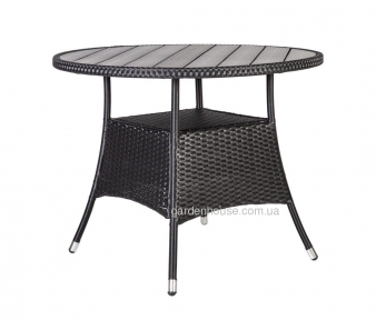 Круглый обеденный стол Savanna из искусственного ротанга Ø 95 см, темно-коричневый