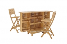 Комплект тиковой мебели для бара: барная стойка и 2 барных стула