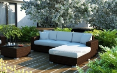 Угловой диванный набор Milano Modern из техноротанга, коричневый