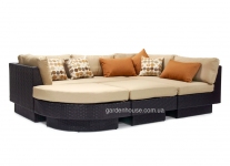 Большой модульный диван Stella из искусственного ротанга (коричневый, белый)