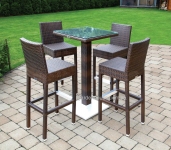 Комплект барный: стол Quadro 110 см и 4 стула Sondrio из искусственного ротанга, коричневый
