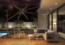 Садовый зонт с подсветкой SolarFlex T2 3х3 м + основание Modena (коричневый, антрацит)