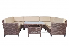 Угловой диванный набор Creda из искусственного ротанга, темно-коричневый