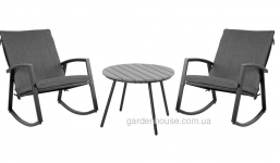 Садовая мебель: 2 кресло-качалки с подушками и кофейный столик