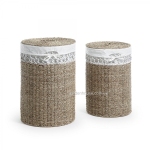 Набор из 2-х плетеных корзин Maja из натурального волокна, натуральный с белым