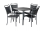 Садовый обеденный комплект Sestino: стол и 4 стула из искусственного дерева, черный