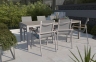 Столовый комплект Oviedo Stone & Wood: стол и 6 стульев из алюминия и тика